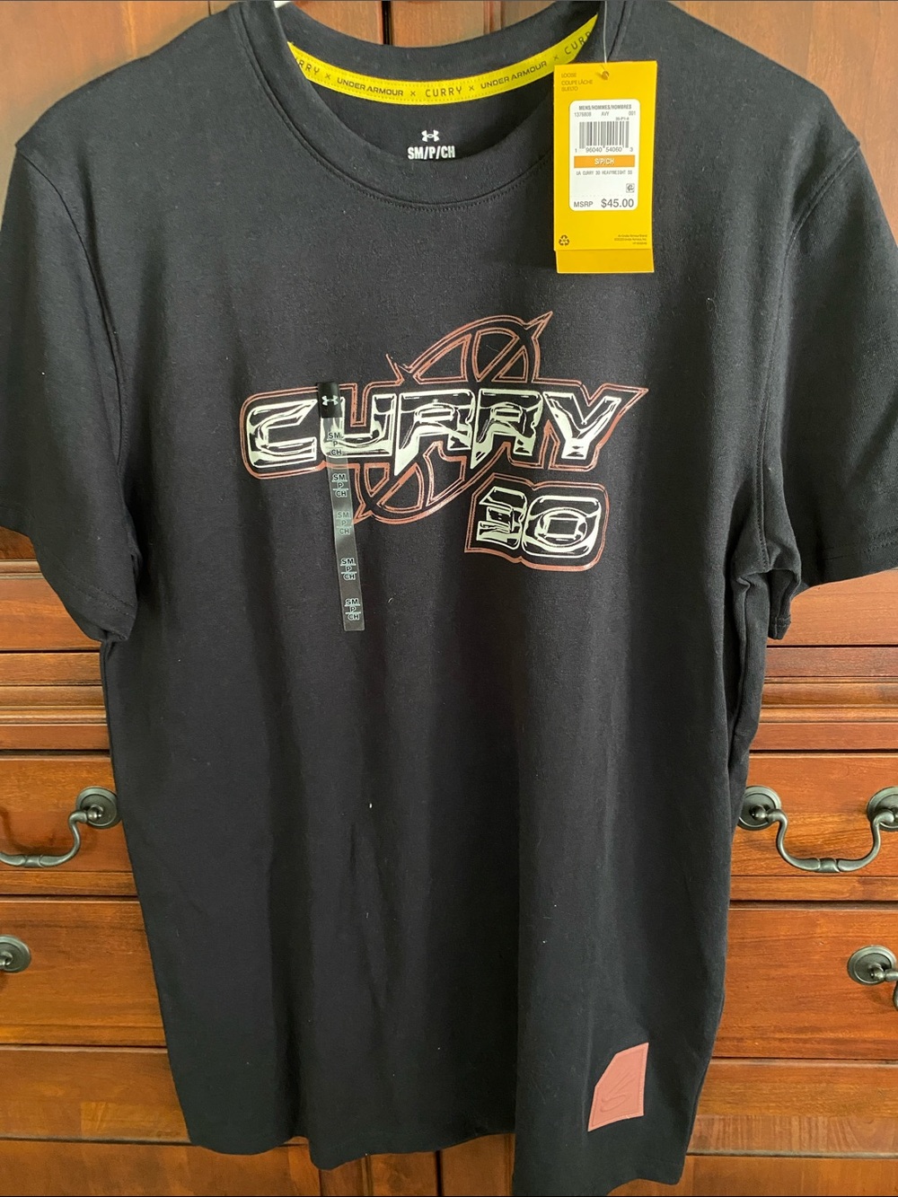 Under Armour Black Tee with Red and White Curry Graphic